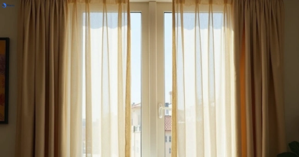 Dusty and dull curtains in docklands-vic before steam cleaning